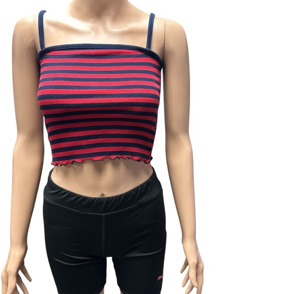 3.3 Field Trip - NWOT - Striped Red and Navy Crop Top - Picture 1 of 2